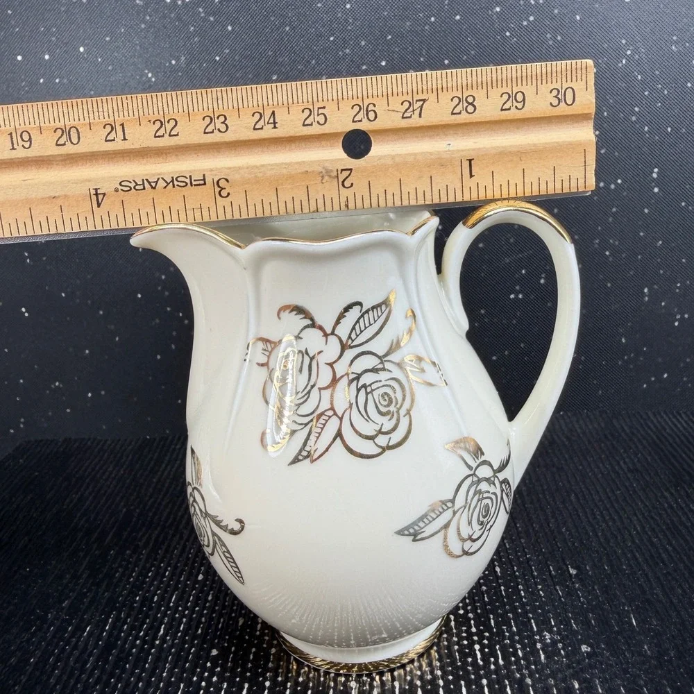 Bavaria Porcelain Sugar Bowl and Creamer Set Gold Rose Gilded Cream Vintage